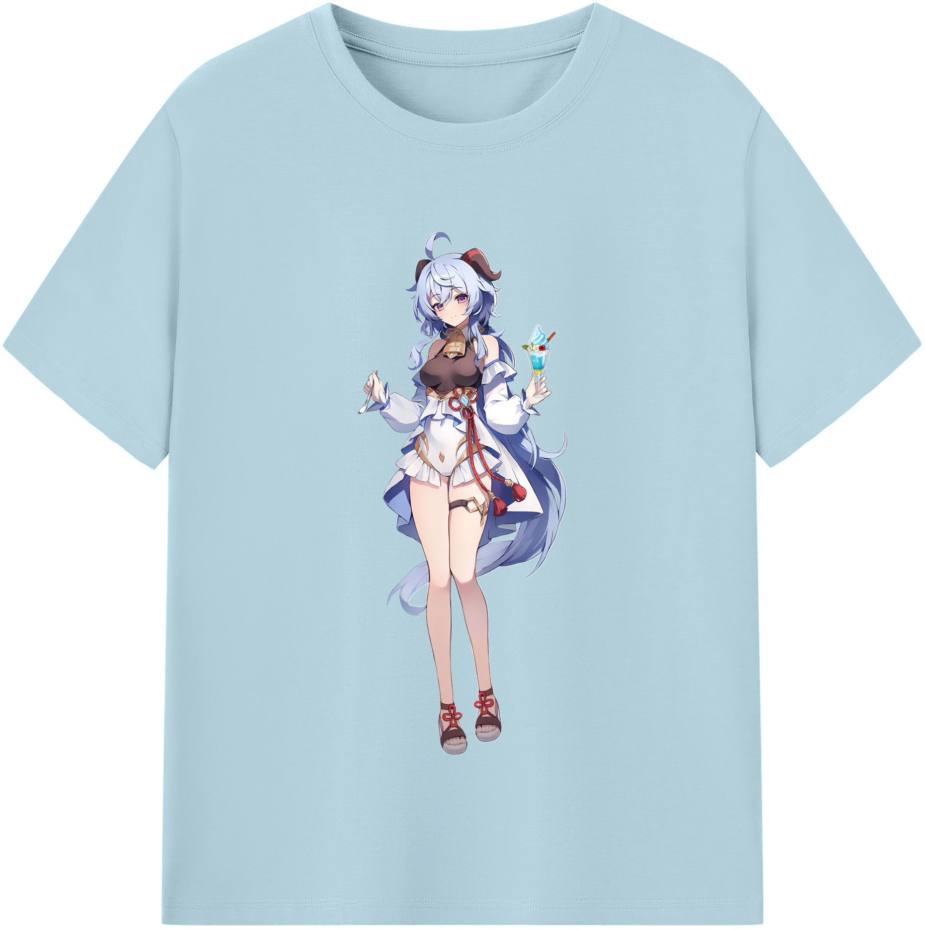 げんし神 甘雨 かんう genshin Ganyu 綿100％半袖Tシャツ（フロントプリント）